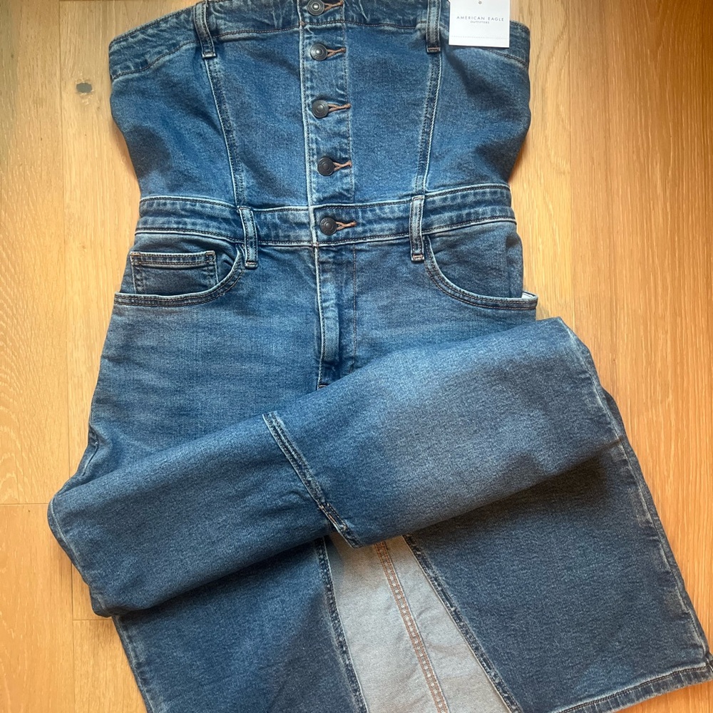 American Eagle Blue Denim Midi/Maxi Dress